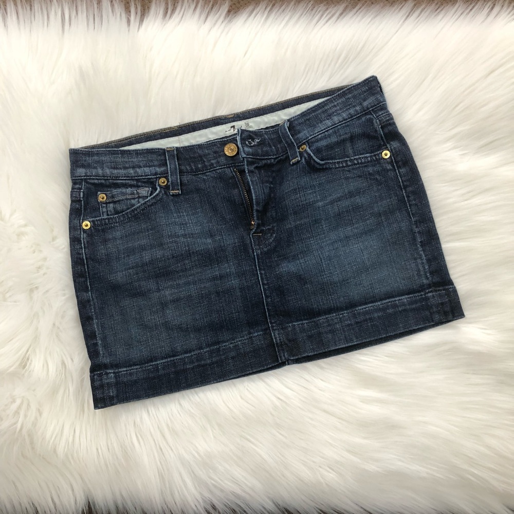 7 for all mankind denim mini skirt